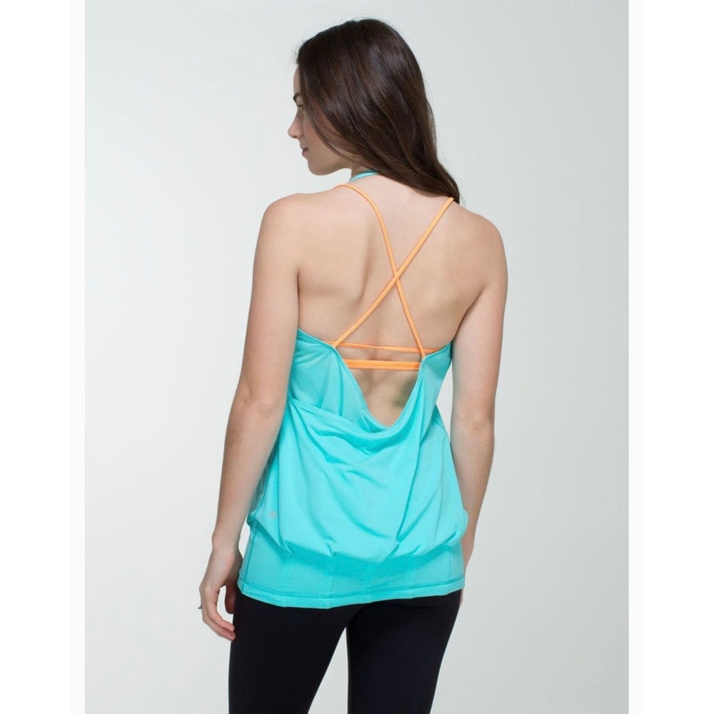 Lululemon No Limit Tank Top Women 4 Turquoise Blue  Strappy Open Back
